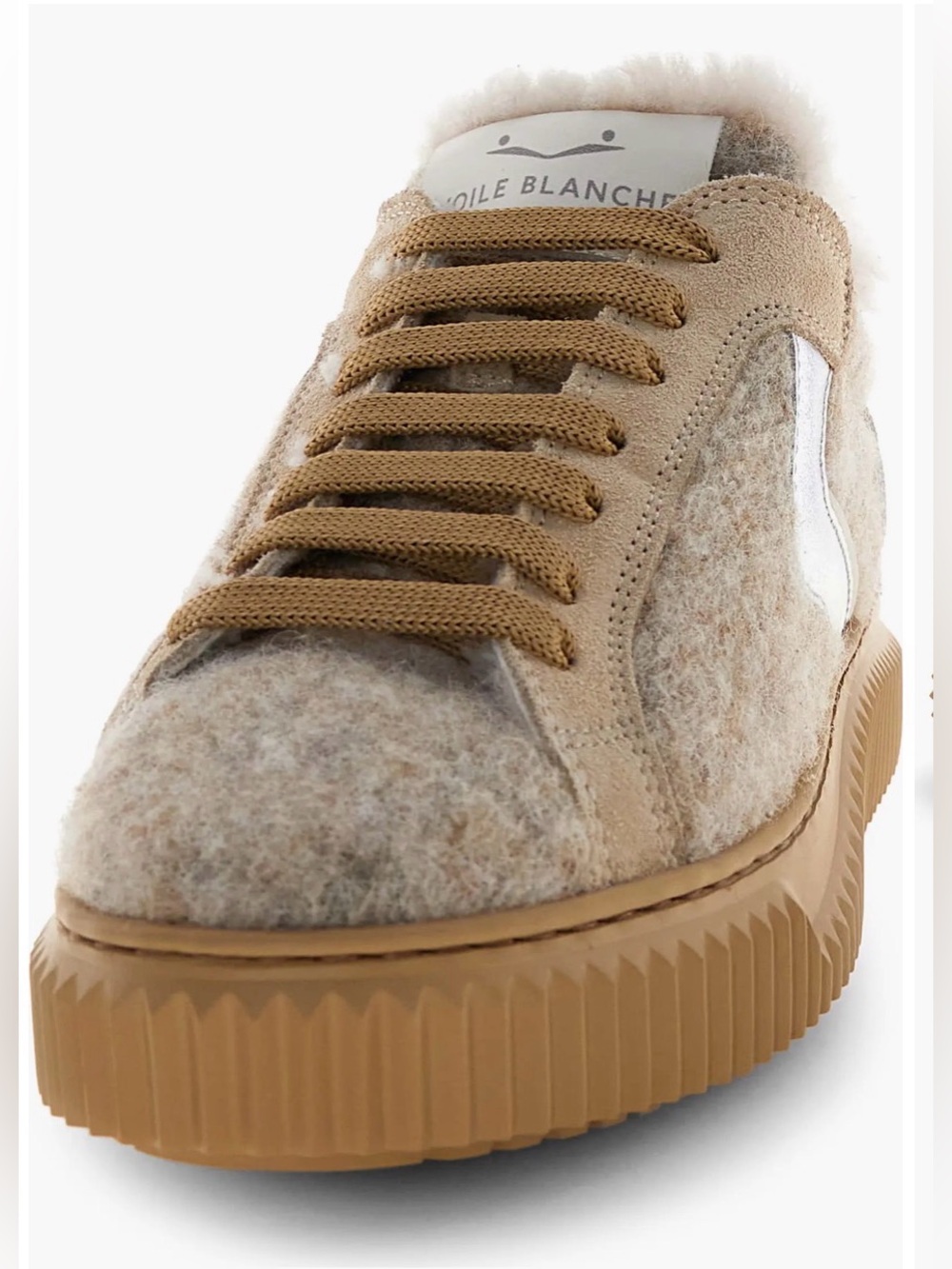 NWT VOILE BLANCHE Lipari Geniune Shearling Lined Sneaker in Beige-Light Brown - Picture 5 of 16